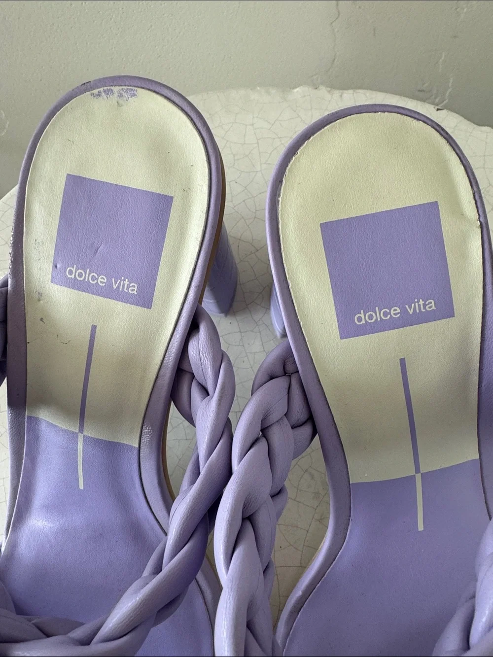 Dolce Vita Lilac/Lavender Braided Block Heel Sandals Square Open Toe Size 8 NWOB